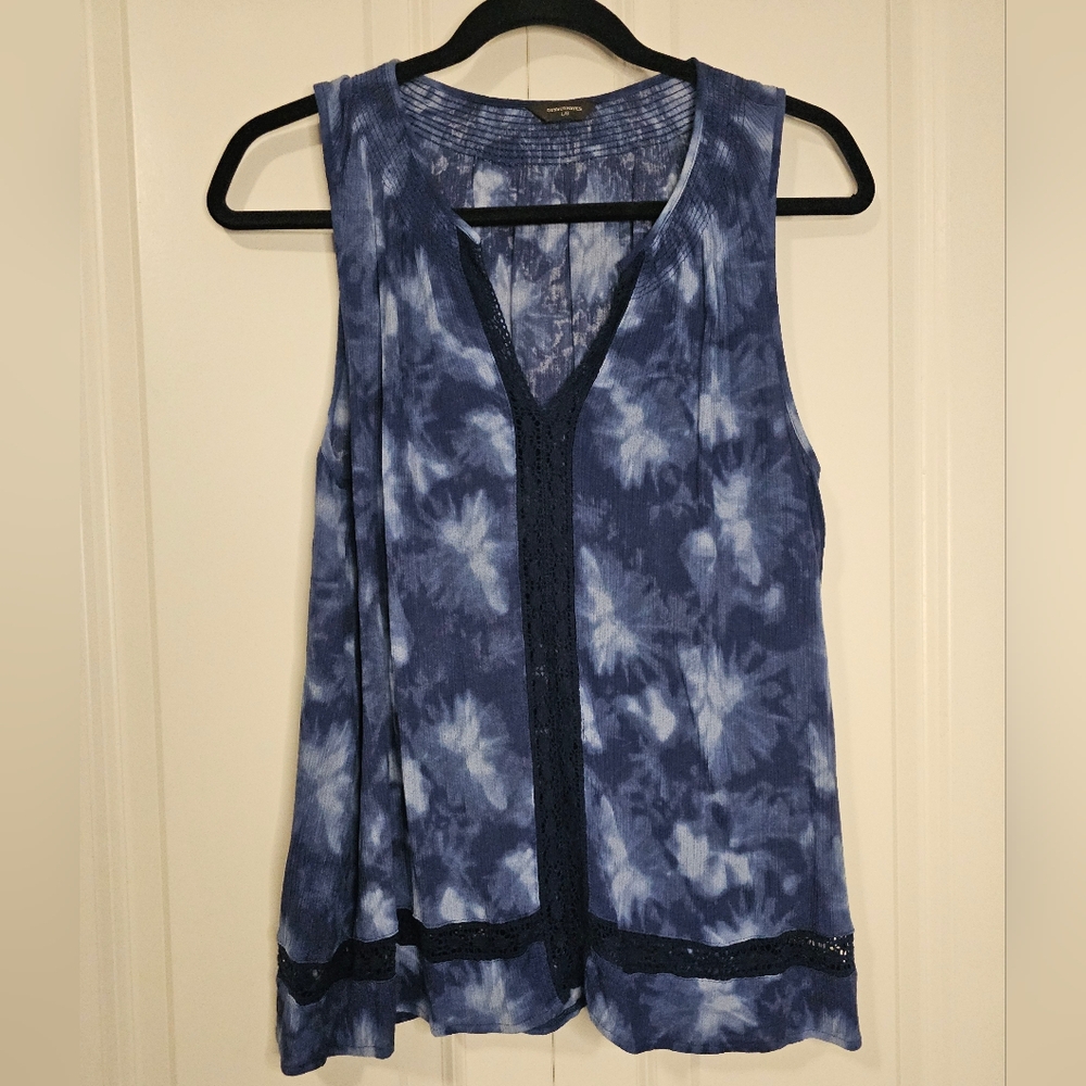 DENVER HAYES Women's Blue Tie-Dye Sleeveless Top SZ L
